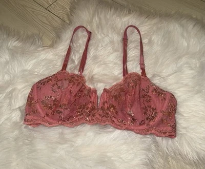 Victorias Secret Dream Angels Push Up Without Padding Bra Lace UW 34C Pink Gold - Imagem 1 de 4