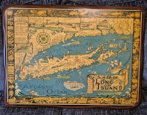 Mapa de Long Island de Colección en Madera Maciza Decoración Colgante de Pared 28" X 20" Muy Pesado - Imagen 1 de 14