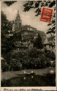 Allemagne RPPC Tübingen, Bade-Wurtemberg Collège Église vraie photo - Photo 1/5