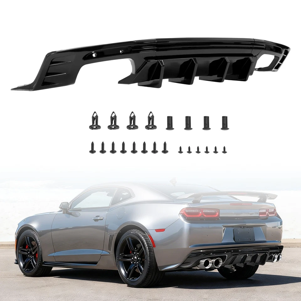 Rear Bumper Lip Diffuser Glossy Black For Chevrolet Camaro SS LT LS 2016-2024 - Image 1 of 4