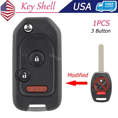 Upgrade For Honda Fit 2007 2008 2009 2010 2011 2012 2013 Flip Key Fob Shell Case - Image 1 of 4