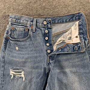 Levis 501 Jeans Womens 27x26 Blue Medium Wash Straight Leg Fit Button Fly Modern - Picture 1 of 16