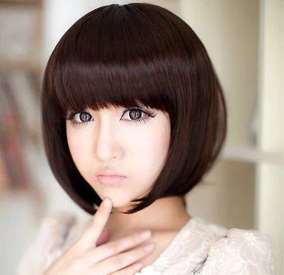 Moda Corto Marrón Oscuro BOB Brazalete Recto Mujeres Dama Juegos con disfraces Peluca de Pelo Pelucas + Gorra Foto 1 de 4