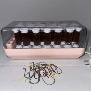 Vintage Remington KF-201 Flocked Hot Rollers, Clips, Heater 80s Pink Barbiecore - Picture 1 of 4