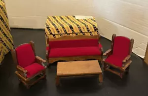 DOLLHOUSE FURNITURE 1980s Concord Miniatures 4 pc Colonial Living Room Set - Picture 1 of 5