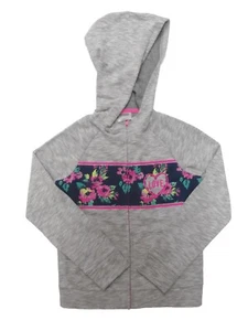 Danskin Now Girls Gray Fleece Floral Hoodie Jacket  4-5 XS - Picture 1 of 1