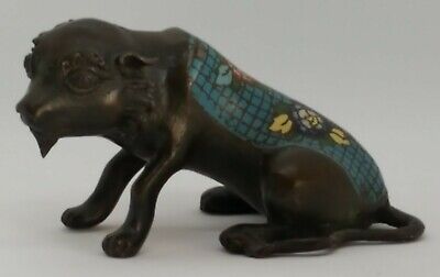 . Chinese Bronze & Blue Cloisonné Vintage Victorian Oriental Antique Dog Of Fo • 225£