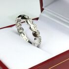 14k Solid White Gold Beautiful Heart Band Ring Genius Diamond 0.14CT, Size 6.5
