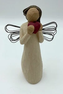 2000 DEMDACO Willow Tree “Angel of the Heart” Girl Angel w/A Red Heart~No Box - Picture 1 of 14