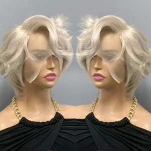 Pelucas delanteras de encaje rubio pixie cabello humano corto corte pixie peluca parte L encaje HD - Imagen 1 de 5