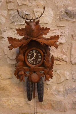 RARE ANCIEN GRAND COUCOU ALBERT SCHWAB KARLSRUHE HORLOGE PENDULE - Imagen 1 de 4