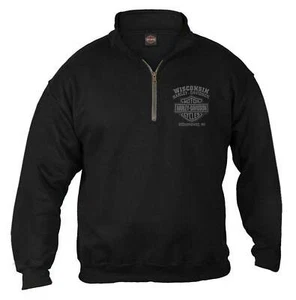 Sudadera pulóver Harley-Davidson para hombre con calavera corrosión 1/4 cremallera cadete - negra - Imagen 1 de 2