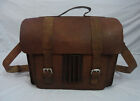 16" Camel Leather Briefcase Messenger Bag Office Laptop Satchel School Shoulder