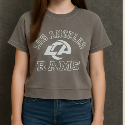 NFL Los Angeles Rams Girls Juniors Cheer Squad Raglan T-Shirt Sm 7/8 Gray Nwt - Image 1 of 4