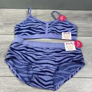 Maidenform Lurex Sparkle Big Girls Zebra Bralette XL And Girl Short XL Underwear - Picture 1 of 2