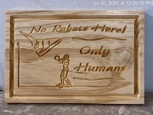 Handcrafted CNC Pine Wood Carved Sign Clear Finish Humor Funny Wall Decor - Picture 1 of 4