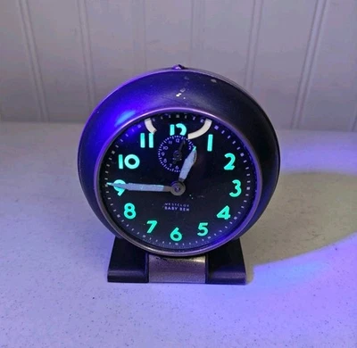 Reloj despertador vintage Westclox Luminous Baby Ben 61-R gris carbón cromo 1945 61 Foto 1 de 4