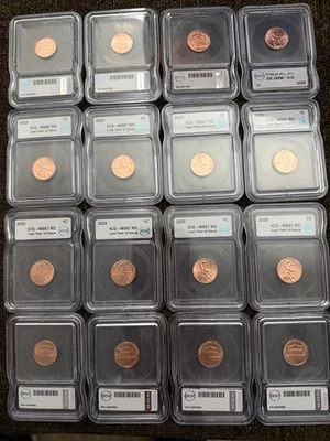 (15) 2025 ICG MS67RD LAST YEAR OF ISSUE PENNY - Image 1 of 3