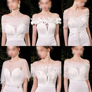 Vestido de novia chal exquisito encaje perlado adornado para accesorio de vestido - Imagen 1 de 17