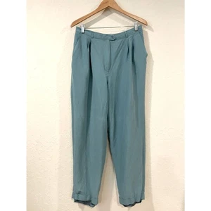 ~ Lauren Ralph Lauren sz 16 Linen/Silk Trouser Pant LRL Muted Aqua Green Coastal - Picture 1 of 16