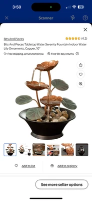 Bits and Pieces Water Lily Serenity 桌面喷泉 室内水 全新带盒 — 第 1/4 张图片