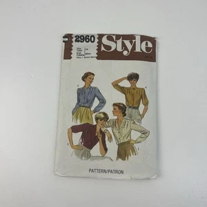 Blouse Size 14 CUT Vintage 80s Pattern 2960 Rever Collar Yoke & Pleats - Picture 1 of 2