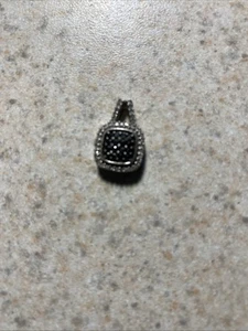 925 STERLING SILVER BLACK & WHITE DIAMOND PENDANT CHARM 0.56 TCW #A3282 - Picture 1 of 1