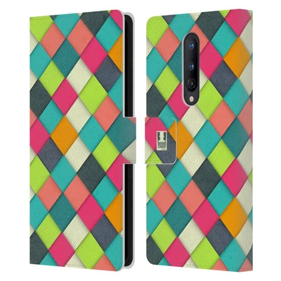 HEAD CASE DESIGNS WOVEN PAPER PATTERN LEATHER BOOK CASE FOR ONEPLUS PHONES - Image 1 of 4