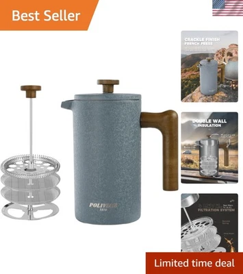 Элегантный френч-пресс POLIVIAR 34 унции - ручка из натурального дерева и изоляция двойных стенок - Изображение 1 из 4