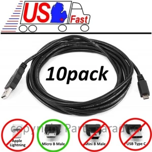 Lot10pk 10ft long USB Micro 5pin Digital Phone/Charger/Sync/Data Cable/Cord/Wire - Picture 1 of 1