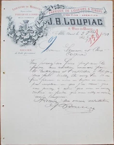 Liquore 1892 carta intestata francese, J B Loupiac Albi Fabrique de Liqueurs Charente - Foto 1 di 1