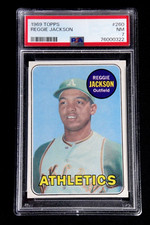 ORIGINAL REGGIE JACKSON 1969 TOPPS BASEBALL ROOKIE CARD #260 PSA 7 NM HOF RC
