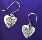 Vintage Antique Arts & Crafts Style Sterling Silver Pearl Heart Earrings