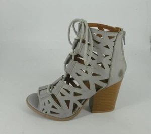 Qupid Lace Up Lazer Cut Block Heel Sandals UK 3 EU 36 SALE WW 09 - Picture 1 of 7