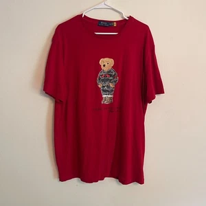 Polo Ralph Lauren Classic Fit Winter Polo Bear T-Shirt Short Sleeve Red XL - Picture 1 of 5