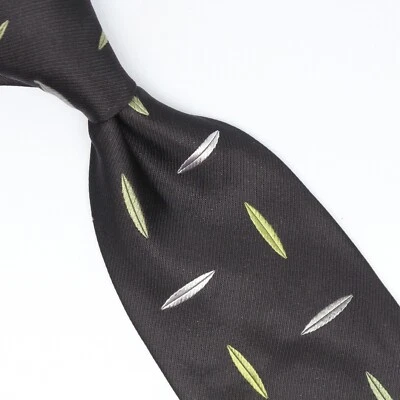 Corbata de seda GC Internazionale para hombre negra primavera verde plata hoja corbata Italia Foto 1 de 4