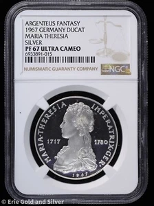 1967 Fantasy Germany Silver Ducat PR Maria Theresa 1717 1780 NGC PF 67 Ultra Cam - Picture 1 of 4