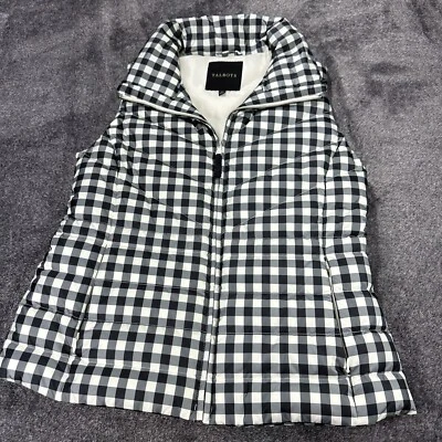 Talbots Down Puffer Quilted Vest Gingham Check Black & White Women’s Medium - Image 1 of 4