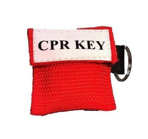 1 Red Face Shield CPR Mask in Pocket Keychain - "CPR Key"