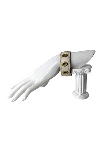 Bracciale Coach Bracciale Minimalista Pelle Bianca & Oro Grommet