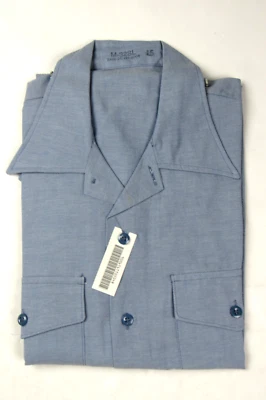 Vtg NOS 100% COTTON USN Chambray Work Shirt Sz M Naval Long Sleeve Utility Blue - Image 1 of 4