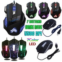 2400/5500 DPI 7 Button LED Optical USB Wired Gaming Mouse Mice for Pro Gamer