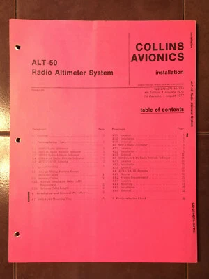Rockwell Collins ALT-50 Radio Altimeter install manual Foto 1 de 4