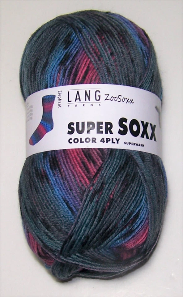 100g ball LANG SUPER ZOO SOXX sock weight knitting yarn #901.0426 ELEPHANT - Image 1 of 1