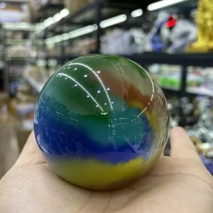 Natural 40mm Purple Mexican Opal Cat's Eye Sphere Crystal Ball /Gemstone + Stand - Picture 1 of 2