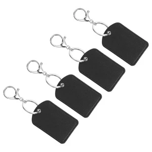 4pcs Leather Key Fob Leather Key Fob with Key Rings for ID Key Cards Black - Picture 1 of 6