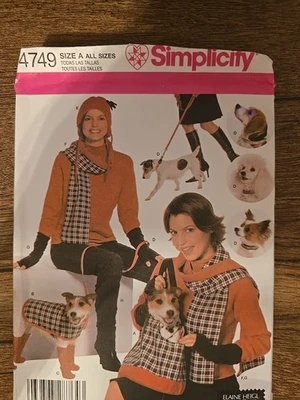WOW! MISS & SM DOG MATCHING COATS BAG HAT SCARF SEWING PATTERN Simplicity 4749 - Image 1 of 2