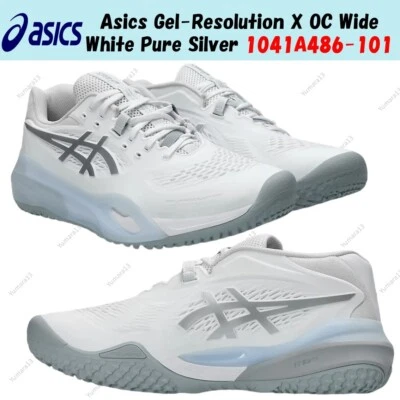 Asics Gel-Resolution X OC Wide White Pure Silver 1041A486-101 taglia uomo - Immagine 1 di 4