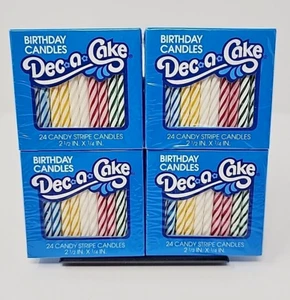 Vintage Birthday Candles Lot of 96 Primary Color Cake Dec-a-Cake Candy Stripe - Picture 1 of 5
