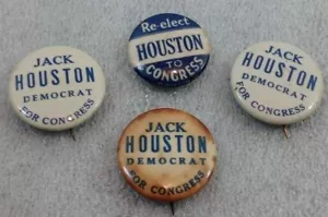 (4) Jack Houston Democrat For Congress Vintage Pin Back Political Buttons - Picture 1 of 9